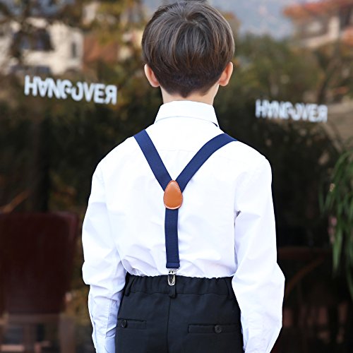 Kajeer Toddlers Kids Boys Mens Suspenders - Y Back Adjustable Strong Clips Synthetic Leather Suspenders (23.6 Inch (7 Months - 3 Years), Navy Blue) #TOP5
