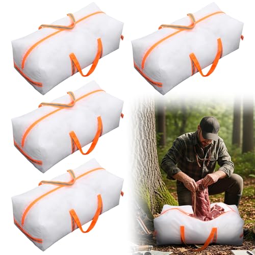 Pangda 4 Pcs Elk Game Bags Hunting Meat Bags 11.02 x 24.41 Inches Heavy Duty Zippered Deer Elk Boned Out Reusable Breathable Hunting Gear Accessories for Men Animals Antelope Sheep Moose Caribou