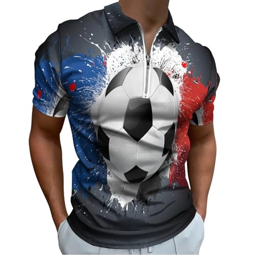 Polo drapeau français de golf et loisirs t-shirt casual gris respirant