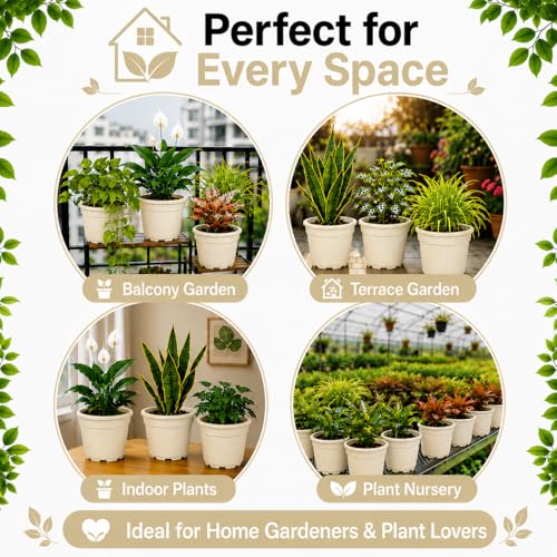 Image of Indian Gardens - 4 inch Indoor (Pack of 10) Plastic Small Colour pots | Plastic Plant Pot for Terrace Garden (Ivory)