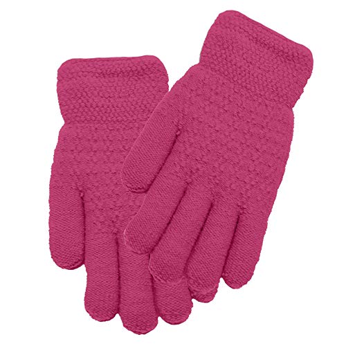 Image of Winter Gloves for Boys Girls - Kids Warm Knit Thermal Cable Knitted Gloves Wool Fleece Lined Mittens for Cold Weather