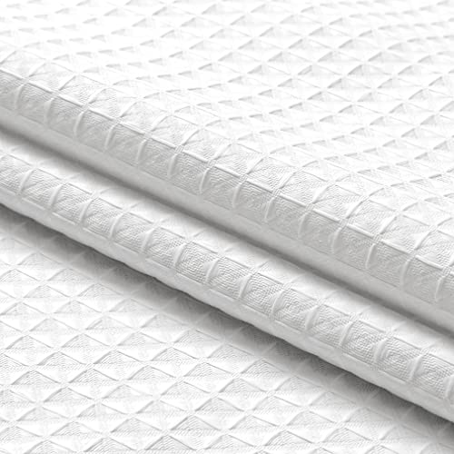Miss Selectex Fabric Matt Waffle Weave Shower Curtains For Bathroom,Luxury Hotel, Waterproof 230 Gsm Heavy Duty Classic Durable Fabric Bathroom Curtain Machine Washable(72Wx72H, White) #TOP2