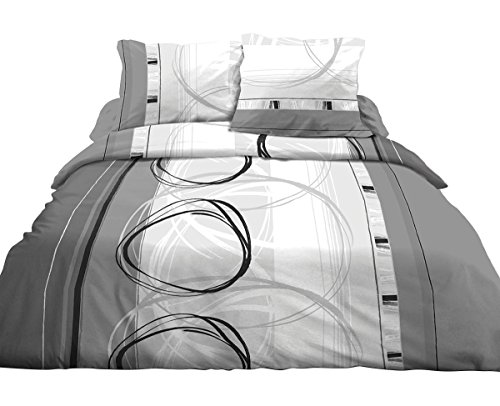 Funda nórdica de 220 x 240 cm y 2 Fundas de Almohada de algodón Puro de 57 Hilos, diseño de Rueda Libre, Color Gris