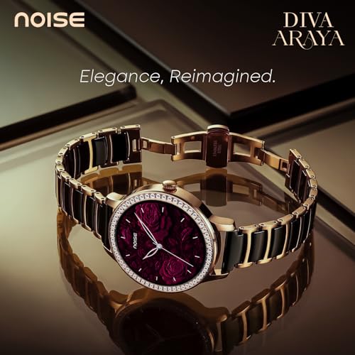 Image of Noise Diva Araya Smartwatch for Women with AMOLED Display (850 Nits), 60 Precision-Set Crystals, Cycle Tracking, Skin Temperature, SOS with Live Location, 100+ Watch Faces - Frost Silver Ceramic