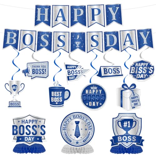 Image of Boss Day Office Appreciation Banner Swirls Honeycomb Decor 13pc