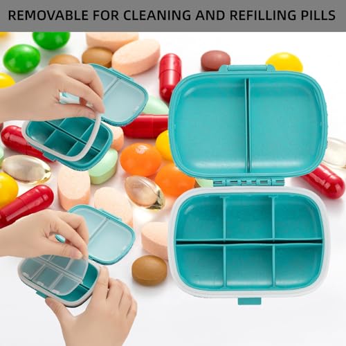 Image of Travel Pill Container Medicine Organizer Daily Purse Pill Case Cute Pill Vitamin Box Small Pocket Pill Holder Mini Pill Organizer for Supplement(Blue)