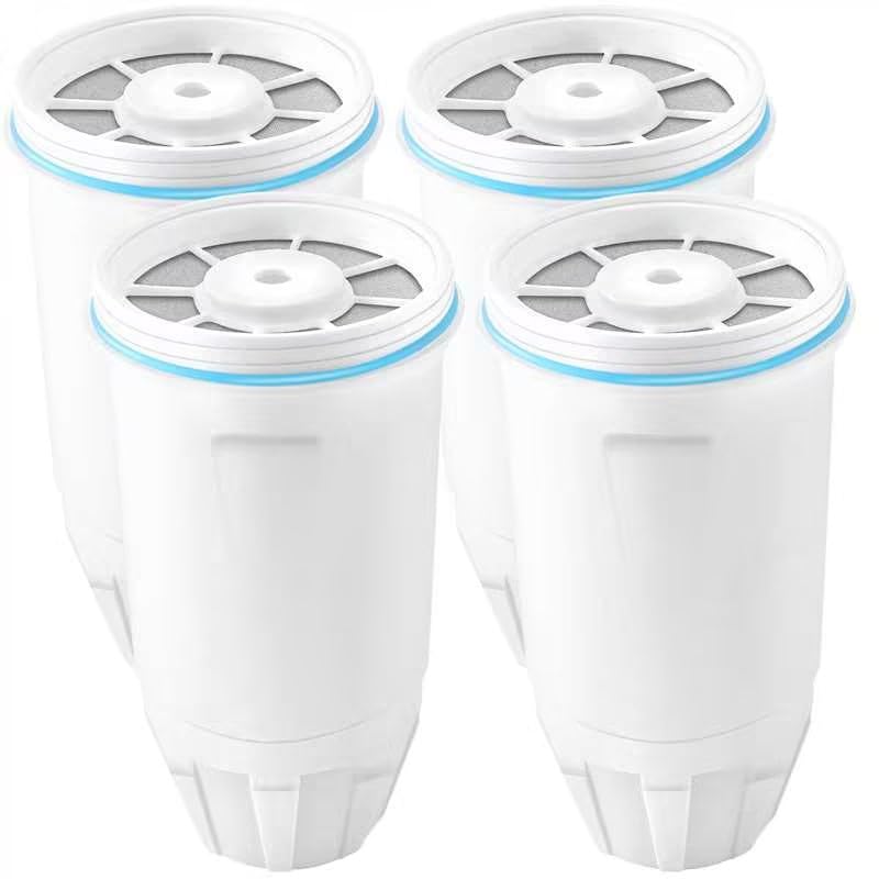 TOMOONZero Replacement Water Filter Multi-layer Filter System 0 TDS 0 Leak,Compatible with Zero Water Pitcher and Dispenser, Reduce Lead/Chromium/PFOA/PFOS (Pack of 4)