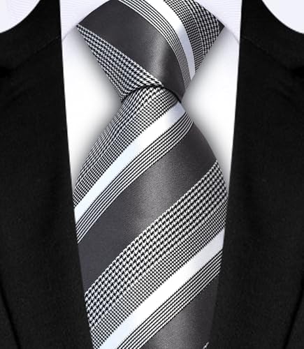Image of GUSLESON Men's 5-pc Striped Tie Gift Set - Jacquard Necktie, Pocket Square, Cufflinks, Lapel Pin, Tie Clip - Wedding Formal Gifts