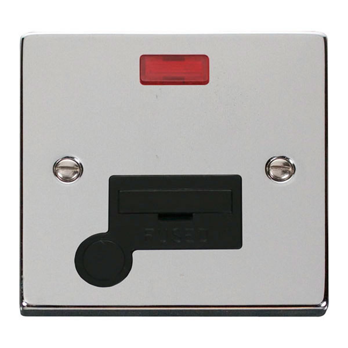 Click Polished Chrome 13A Fused Connection Unit With Neon With Flex - Black Insert