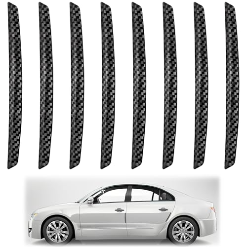 8 pièces de protection de seuil de portière de voiture, protège-bords de portière en fibre de carbone noire, protection pour le rétroviseur, Bandes de...