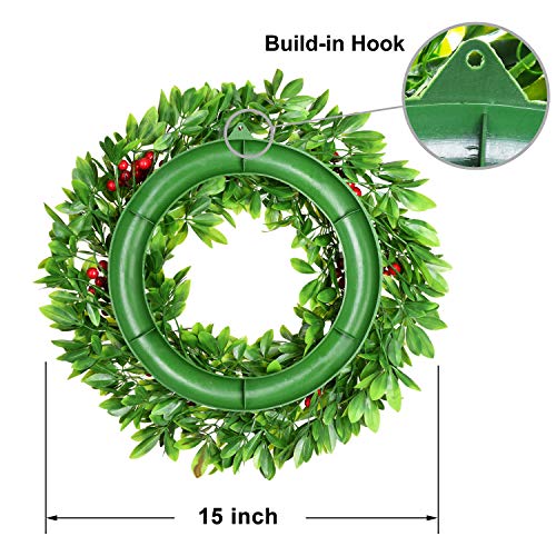 Lvydec Green Leaves Christmas Wreath With Red Berry thumb #5