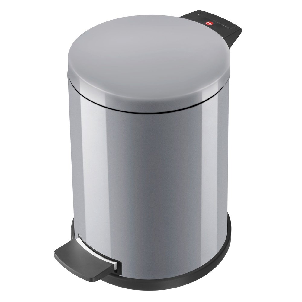 Hailo Solid Medium Pedal Bin with plastic inner bin,Waste collector, Waste bin,12 litre (Siver)