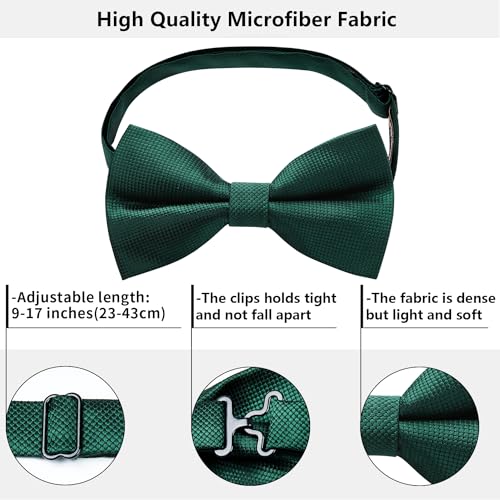 Image of HISDERN Bow Ties for Men Pre-Tied Bow Tie Floral Paisley Handkerchief Classic Formal Bowtie and Pocket Square Cufflinks Set