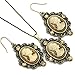 Soulbreezecollection Brown Cameo Necklace Fashion Jewelry Set Pendant Charm Dangle Drop Earrings