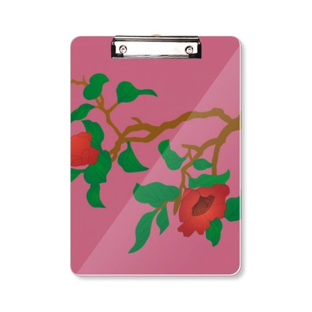 Dossier écriture Pad A4 à motif de fleurs rouges et vertes - 5