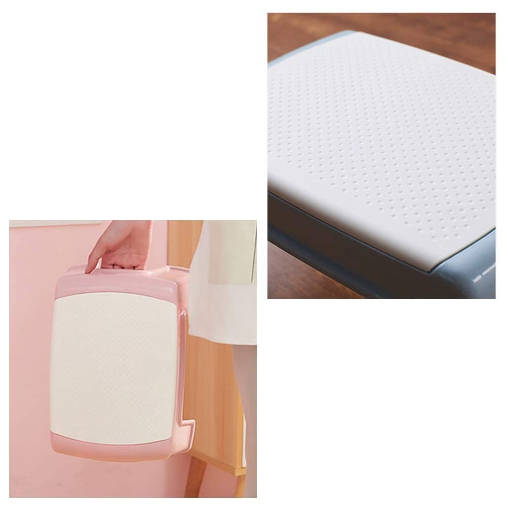 Reposapiés Taburete de plástico para baño Taburete para Embarazadas Adultos Taburete para el hogar 33 * 23 * 21Cm Creatividad/Rosa