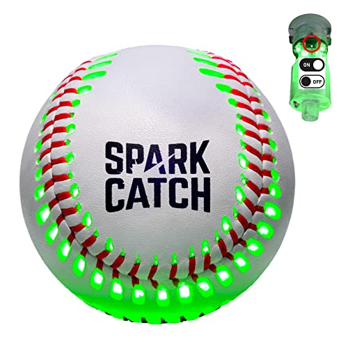 SPARK CATCH Light Up Baseball (Switch Version), Glow in The Dark Baseball, Perfect Baseball Gifts for Boys, Girls, and Baseball Lovers, Official Baseball Size&Weight with Genuine Leather (Neon Green)