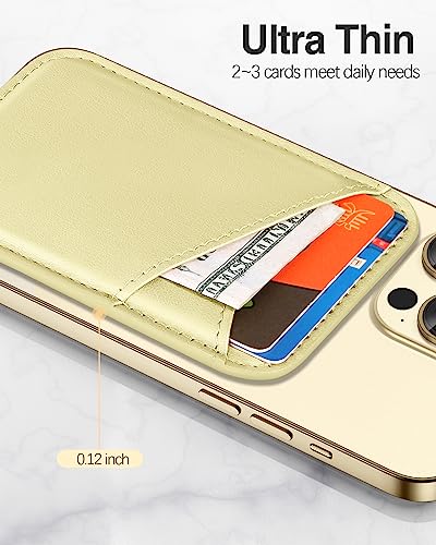 Image of Miroddi for MagSafe Wallet, Strongest Magnetic Card Holder for iPhone 17 /16 /15 /14 /13 /12 Series, Ultra-Thin Leather Magnetic Phone Wallet with 2 Card Slots, RFID Blocking, No More Falling, Lemon Yellow