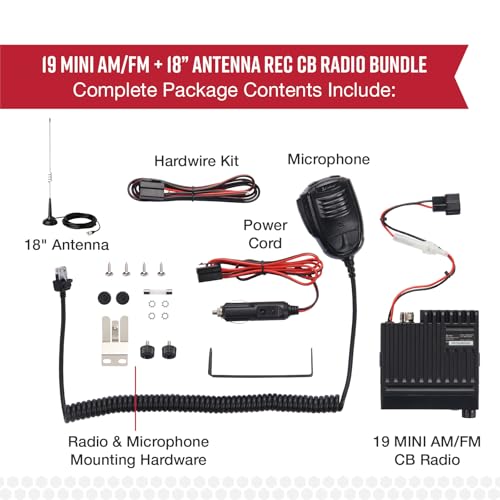Image of Cobra 19 MINI AM /FM Recreational CB Radio + Cobra HG A1000 18.5 inch Magnetic Mount CB Antenna