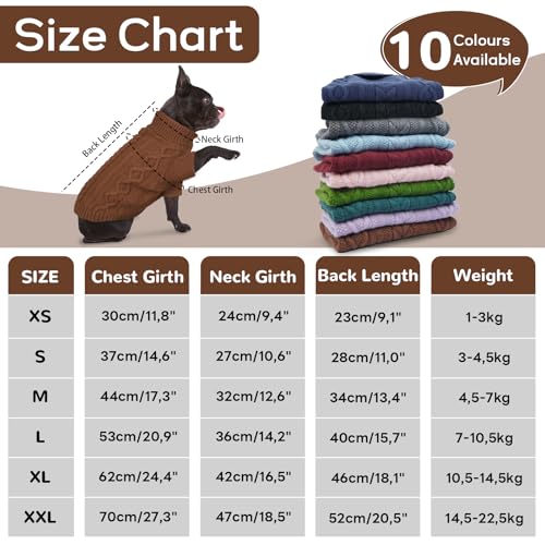 Hjumarayan Hundepullover Kleine Hunde - Schlicht & Elegant Hunde Pullover, Warm Hundepullover mit Geschirrloch, Schöner Hundepulli mit Beinen Hund Pullis für Chihuahua (Kaffee XS)