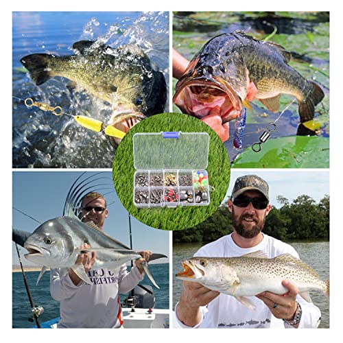 OROOTL Wirbel Angeln Kit 160Stk Angelzubehör Set Angelset Angelwirbel Kugellager Wirbel Snaps Angeln Gewichte Angelleine… – Bild 8