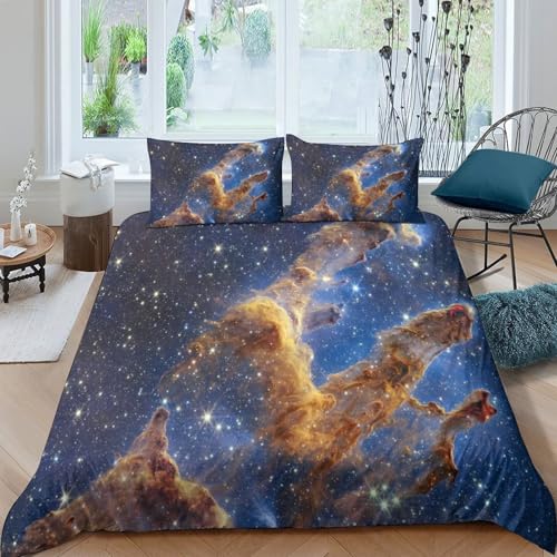 Parure de lit espace 135x200cm avec housse de couette microfibre 3D pour lit simple - 4