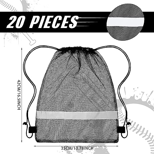 Saintrygo 20 Pcs Reflective Mesh Drawstring Bag 16.54 x 13.78 Inch Quick Drying Swimming Sport Beach Bag for Woman Man(Black)2