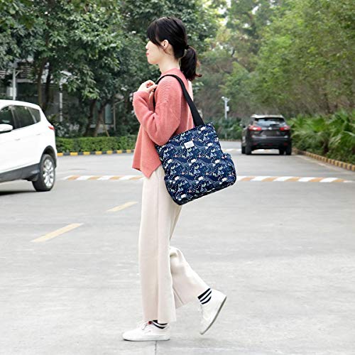 Image of KAMO Floral Tote Bag - Waterproof Lightweight Handbags Travel Shoulder Bag for Hiking Yoga Gym Swimming Travel Beach