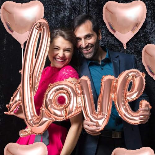 Party Propz Valentines Day Decoration Kit - Pack of 11 Valentines Day Balloon Decoration Items with Rose Gold Heart & Love Foil Balloons, Valentines Gift, Anniversary and Wedding Decoration 7 51n0s3cwRvL