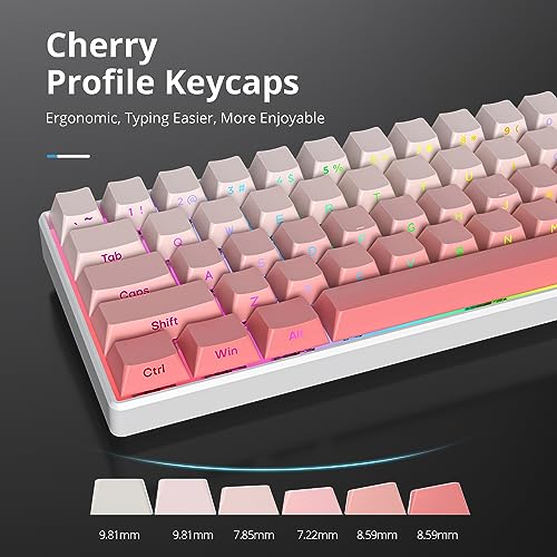 Image of Guffercty kred Cute PBT Key Caps 135-keys Custom Gradient Side Printed Double Shot Keycaps Cherry Profile for 61 /68 /96 /108 Mechanical Gaming Keyboard (Blush)