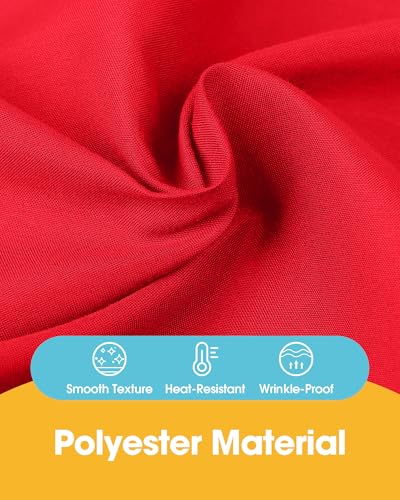 Image of Niuara Red Polyester Table Cloth, 6 Pack, 60 x 102 in | Rectangle, 5 ft Tables, Washable, Wrinkle Resistant, Heat-Proof, Weddings Parties