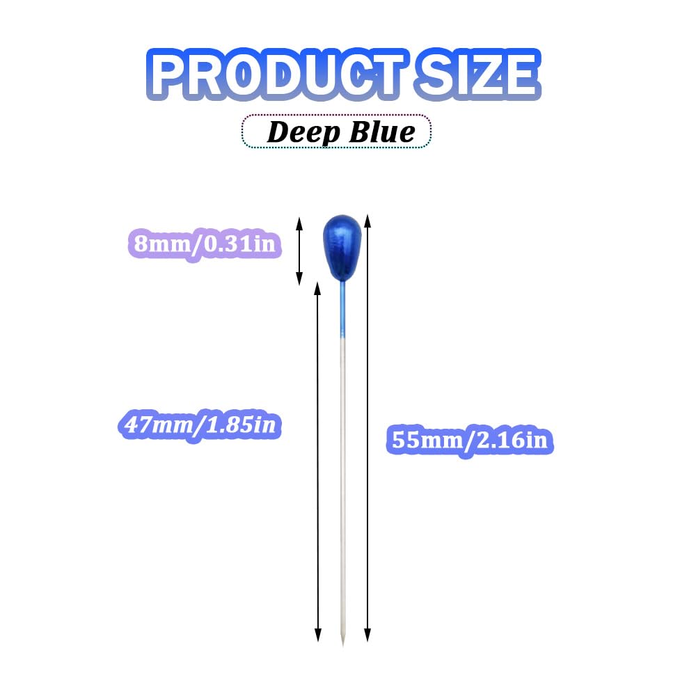 Yosawa 200 Pcs Corsage Boutonniere Pins Teardrop Colored Pearl Head Pins Wedding Bouquet Pins for Fabric, Jewelry DIY, Wedding Flower Decorations?Dark Blue/SD?