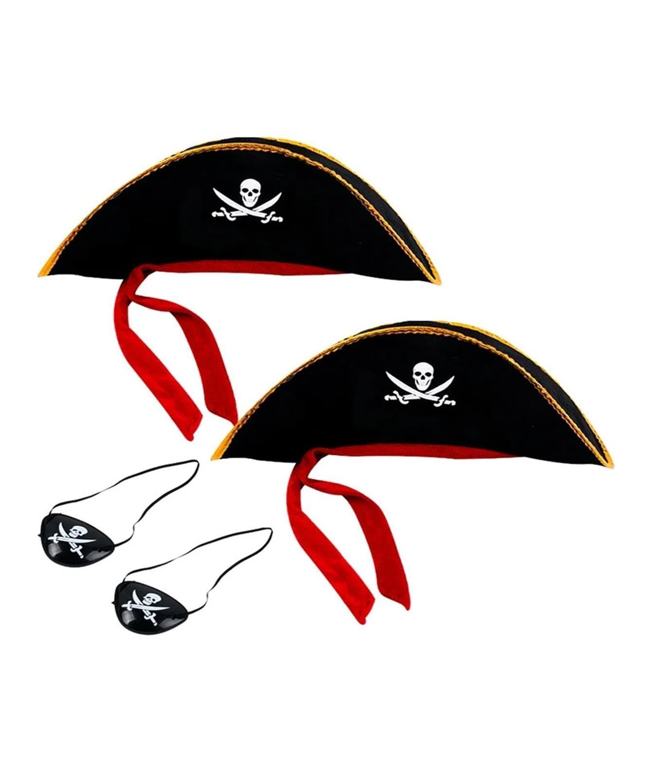 Set 1/2 chapeau pirate tête de mort et cache-œil Halloween