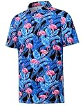 ELETOP Polo Shirts for Men Moisture Wicking Quick-Dry 4 Way Stretch Golf Shirts Casual Print Colorful Mens Polo Shirts Short Sleeve