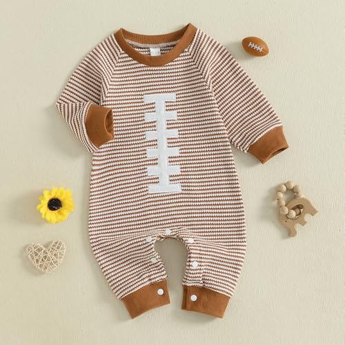 Infant Baby Boy Football Outfit Rugby Print Funny Sweatshirt Romper Playsuit Football Season Cotton One-piece Jumpsuit4