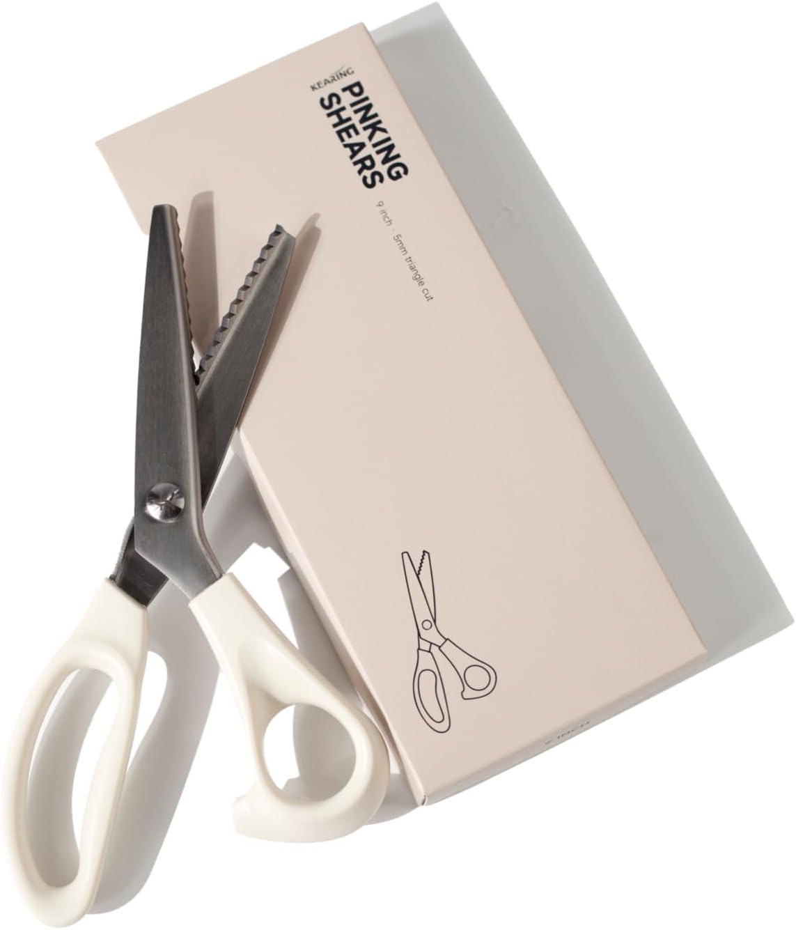 Kearing 9" Pink Cloth Cutting Scissors, 5mm Triangular Teeth Blade, Lightweight Plastic Handle, Stainless Steel Blade, Smooth Anti-Fray Cut, Fabric Scissors for Sewing, Quilting, Crafting