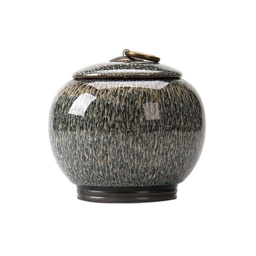 Słoik do przechowywania herbaty, Pojemnik na herbatę do wymiany w piecu Ceramiczny średni pojemnik przechowywania, szczelnie zamknięty, zielony, czarny, luźny zestaw świeżych liści(Brown)