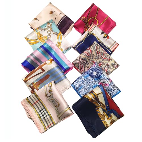 ericotry 10PCS Women's Fashion Small Square Neck Scarf Satin Scarf Mixed Neck Head Scarf Neckerchief Mixed Pattern & Colors Fashion Accessory Set 19.7