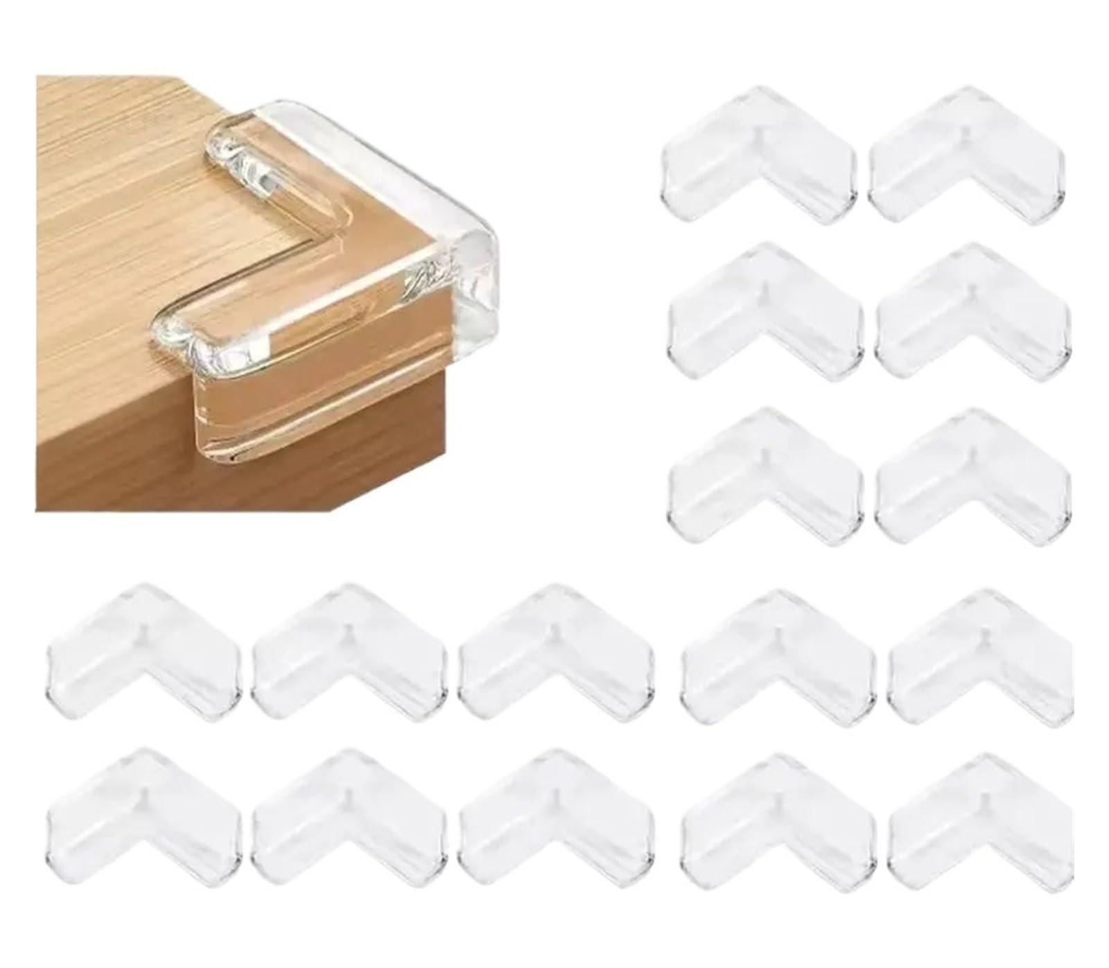 4/8/16pcs Safety Silicone Table Corner Protector Furniture Edge Protection Cover Transparent Children Anti Collision(16PCS L Shaped)