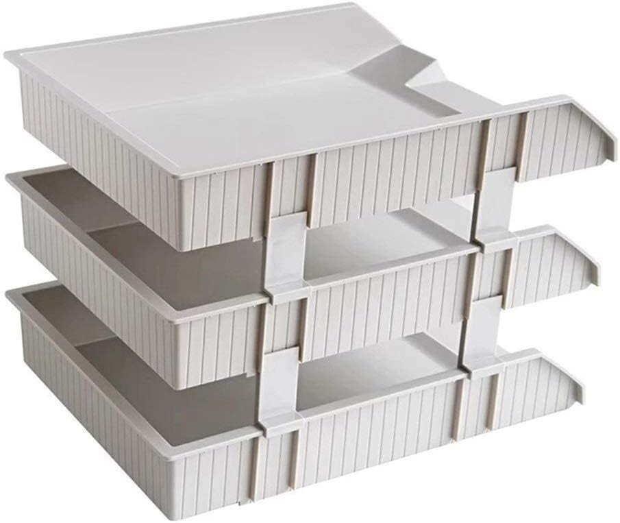 Plastic Desk Letter Organizer Trays, Stackable Desktop Document Paper Storage, Front Load File Holder