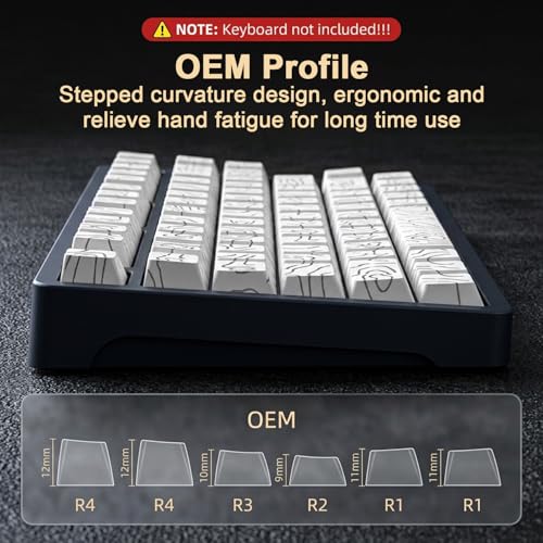 Image of ZORBES130-Key Custom Topographic Keycaps, Fashion Contour Line Design, Minimalist Line Backlit Mechanical Keyboard Gaming Keboard Keycap Set, White