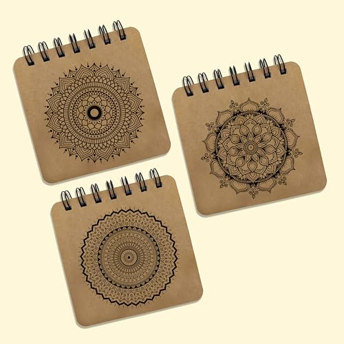 Image of Papero Pocket Size Sketch Book Pack of 3 | 140 GSM Thick Paper | 10 x 10 cm Mini Sketchbook | 40 Sheets Each | Portable Drawing Book for Sketching, Doodling & Journaling (Mandala)