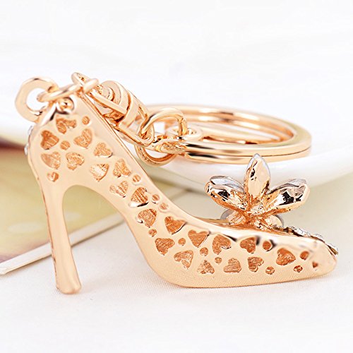 Easya Fashion Rhinestone High-Heeled Shoe Key Chain Ring Crystal Shoes Keychains Women Charm Handbag Key Holder Girl Bag Jewelry,Pink #TOP4