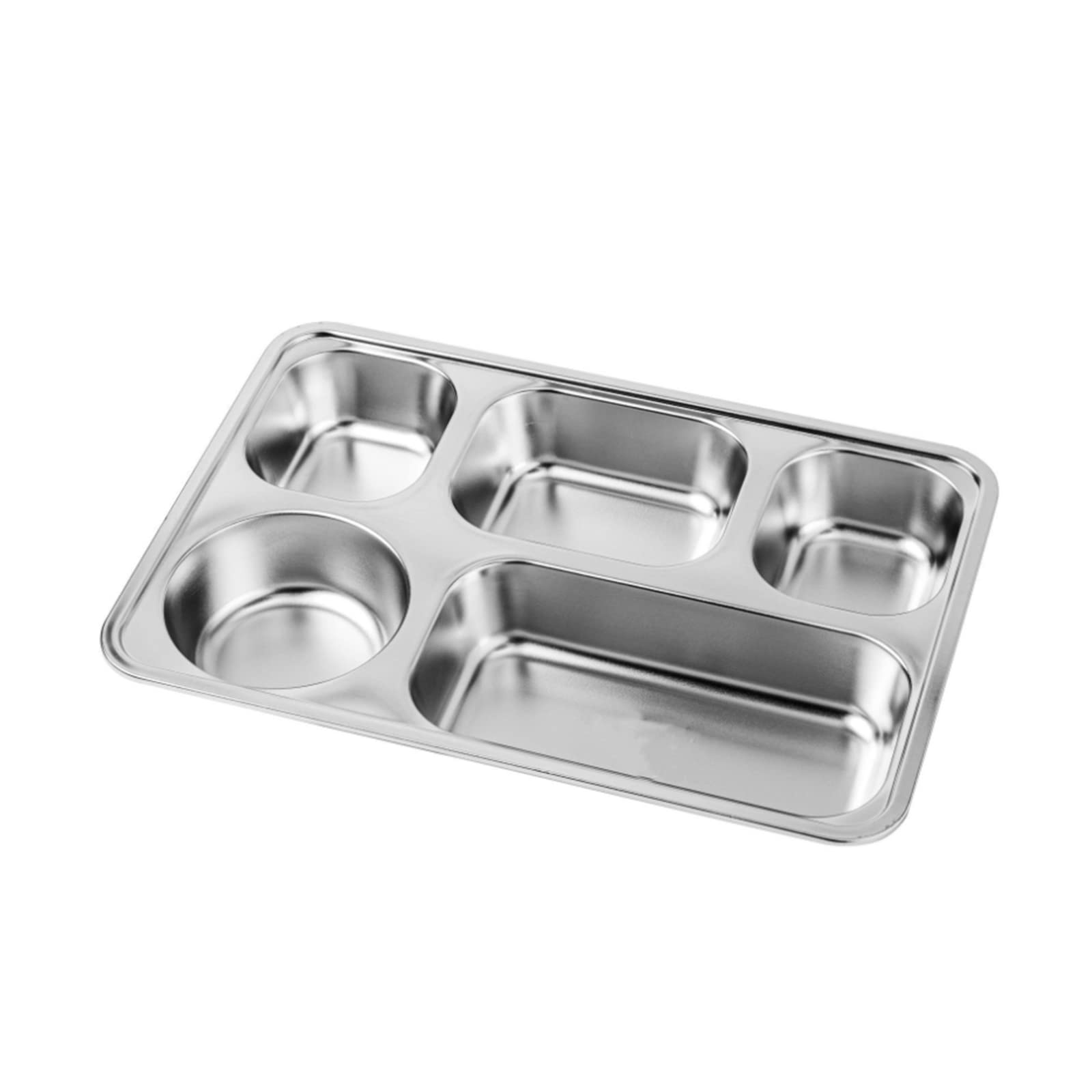 Vassoio in acciaio inox con divisori, 5 sezioni, per picnic, campeggio, casa e uso quotidiano, perfetto per feste (confezione da 100)