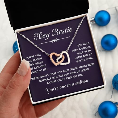 Best Friend Necklace from Bestie With Heartfelt Message & Elegant Box Birthday Graduation Wedding Long Distance Friendship Gifts for Women Jewelry Idea For 2 BFF4