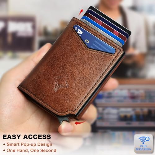 BULLIANT Men Slim Leather Wallet Metal Case Money Clip-Magnetic Closure - image 5