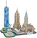 Rompecabezas 3D Paris City Skyline Puzzle DIY Kits de modelos de construcción, decoración y regalo de recuerdo para niños y adolescentes, Torre Eiffel, Estatua de la Libertad,New york cityline