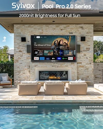 Image of SYLVOX 43'' Outdoor TV, Superior Brightness of 2000 Nits for Full Sun, Upgraded Waterproof Anti-Glare Matte Finish, 4K HDR10 with Dolby Atmos Smart Google TV (Pool Pro 3.0)
