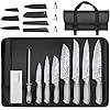 MOSFiATA Set Coltelli da Cucina Professionali con Borsa per Coltelli, Fodero e Affilacoltelli, Coltello da Cucina per Picnic Campeggio Barbeque
