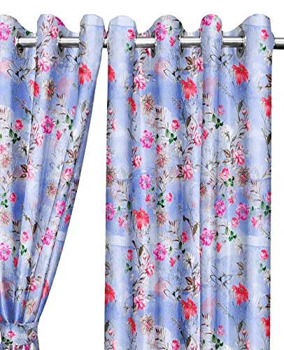Image of Ultimate Trends 270 GSM Premium Room Darkening Curtains with Tie Back and Diamond Eyelets Set of 2 Panels (8 L x 4 W Feet, Light Blue)